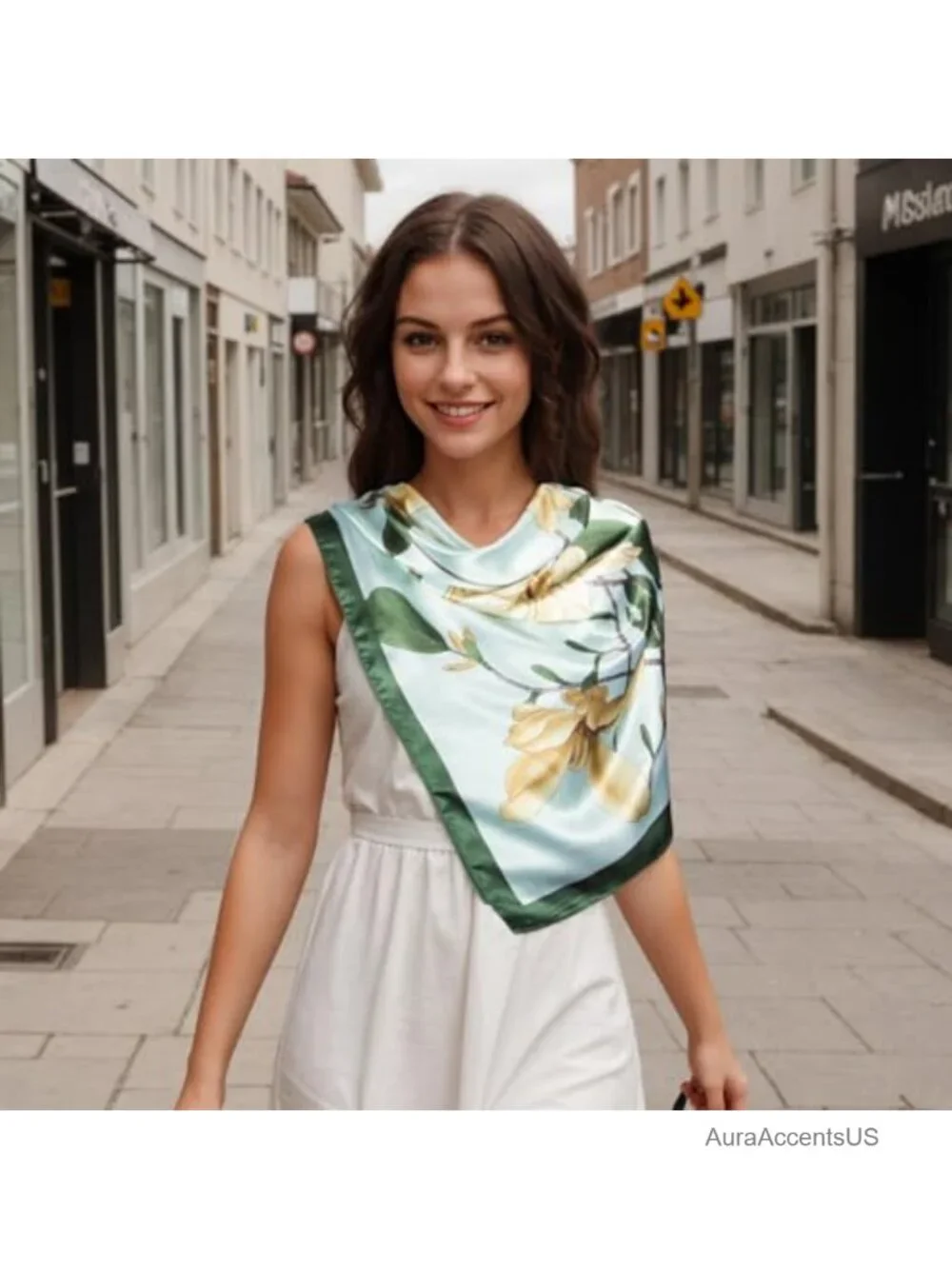 Square Silk Feel Head Scarf - 35in Large Hair Wrapping Accessory for Women